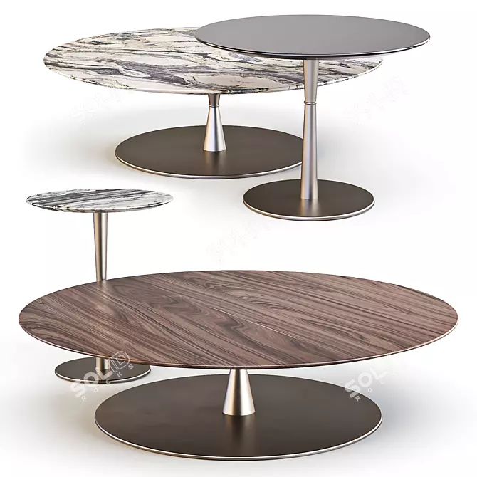 Elegant Jigger Coffee & Side Tables 3D model image 1