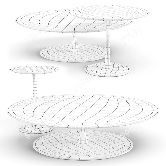 Elegant Jigger Coffee & Side Tables 3D model image 3