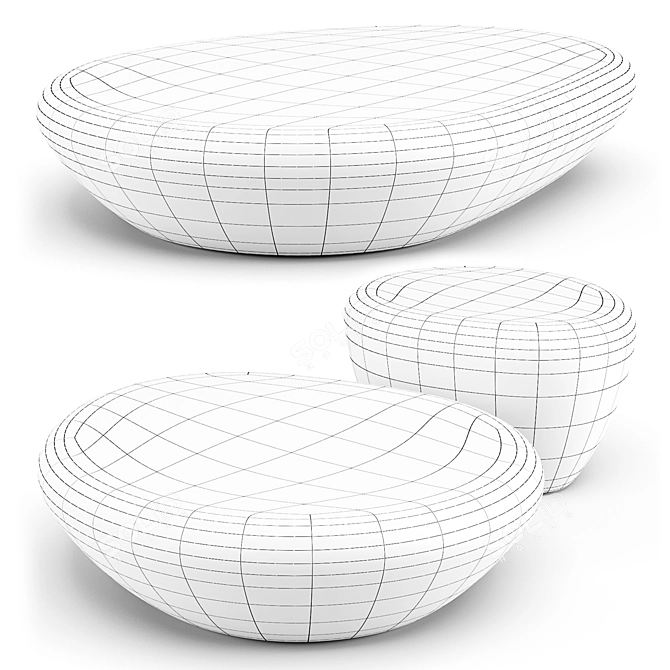 Minotti Stony Coffee Tables 3D model image 3