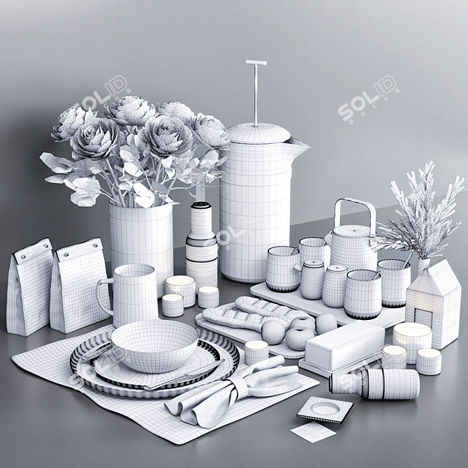 Modern 6-Piece Table Set 3D model image 4