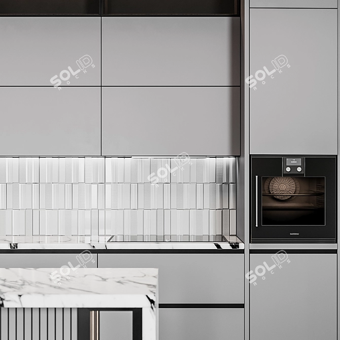 Sleek Modern Kitchen: Customizable Design 3D model image 5