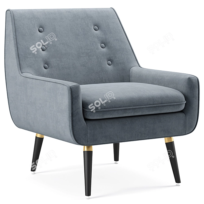 Elegant Gray Wingback Chair 3D model image 1