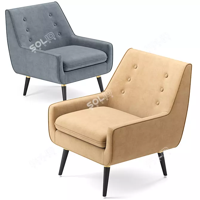 Elegant Gray Wingback Chair 3D model image 2