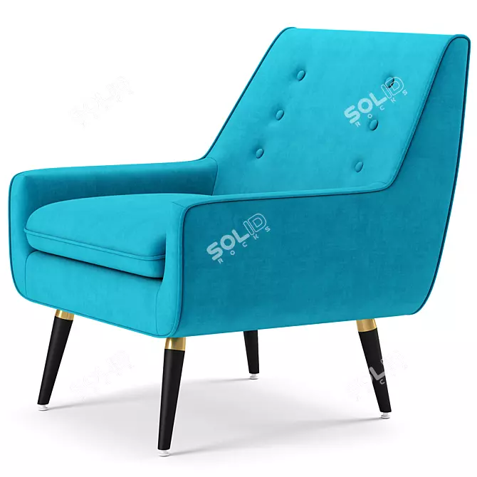 Elegant Gray Wingback Chair 3D model image 3