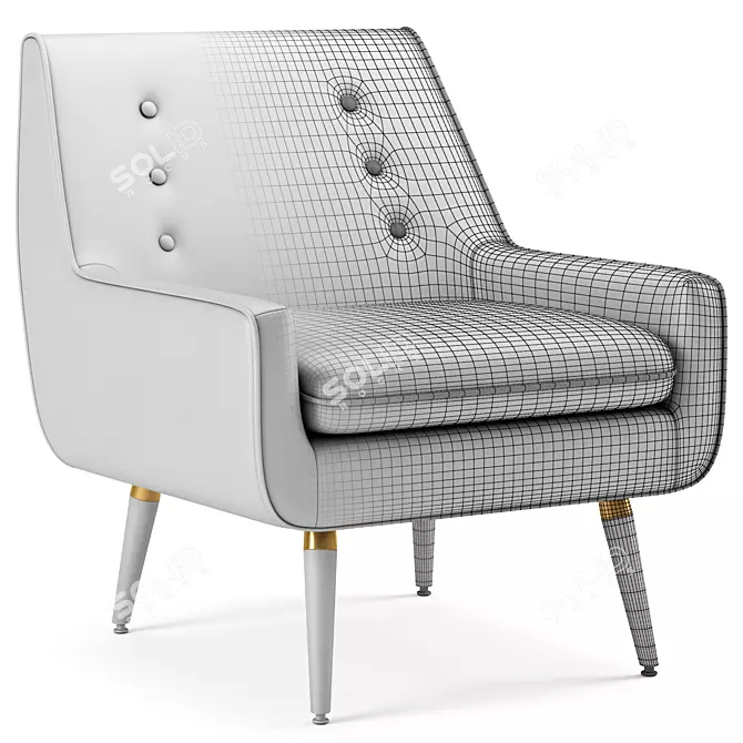 Elegant Gray Wingback Chair 3D model image 6