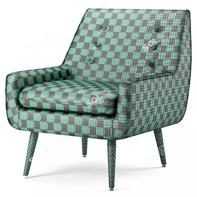 Elegant Gray Wingback Chair 3D model image 7