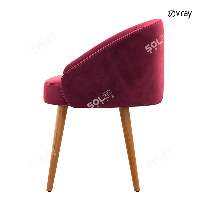 Luxurious Bordeaux Velvet Armchair 3D model image 4