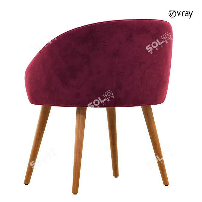 Luxurious Bordeaux Velvet Armchair 3D model image 5