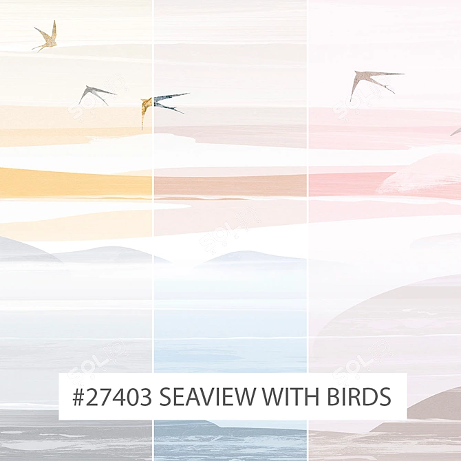 Seaview & Birds Eco-Mural Wallpapers 3D model image 1