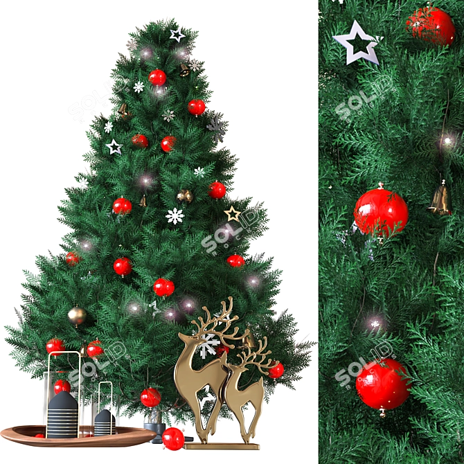 Festive Christmas Tree Decor 3D model image 1