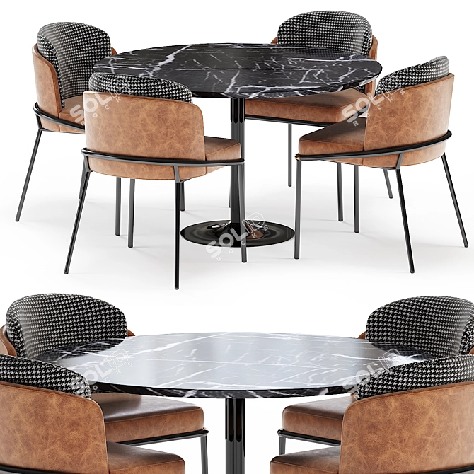 Elegance Defined: Minotti Fil Noir Leather Dining Table 3D model image 2