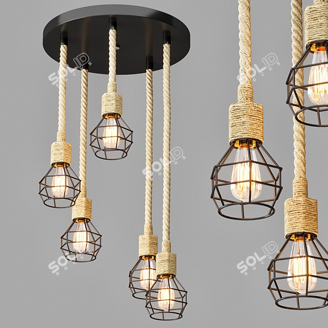 Industrial Rope Hanging Light 3D model image 2