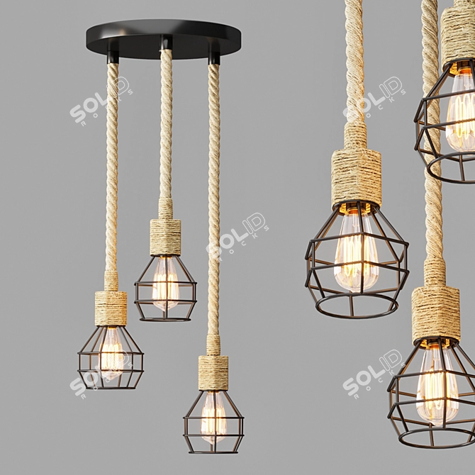 Industrial Rope Hanging Light 3D model image 3