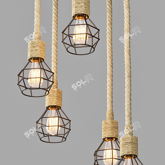 Industrial Rope Hanging Light 3D model image 5