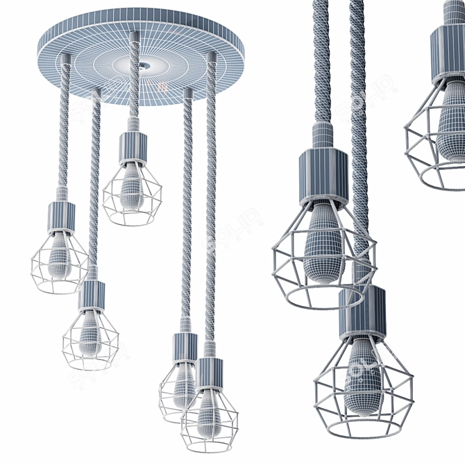 Industrial Rope Hanging Light 3D model image 6