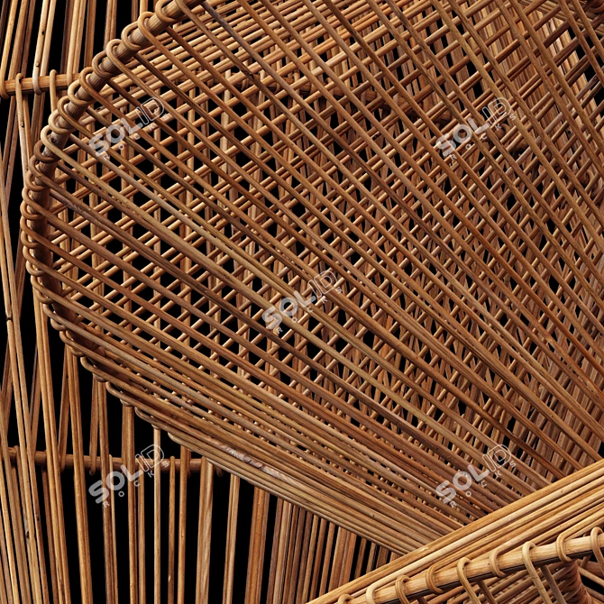 Rattan Zigzag Pendant Lamp - Modern, Handcrafted Design 3D model image 5