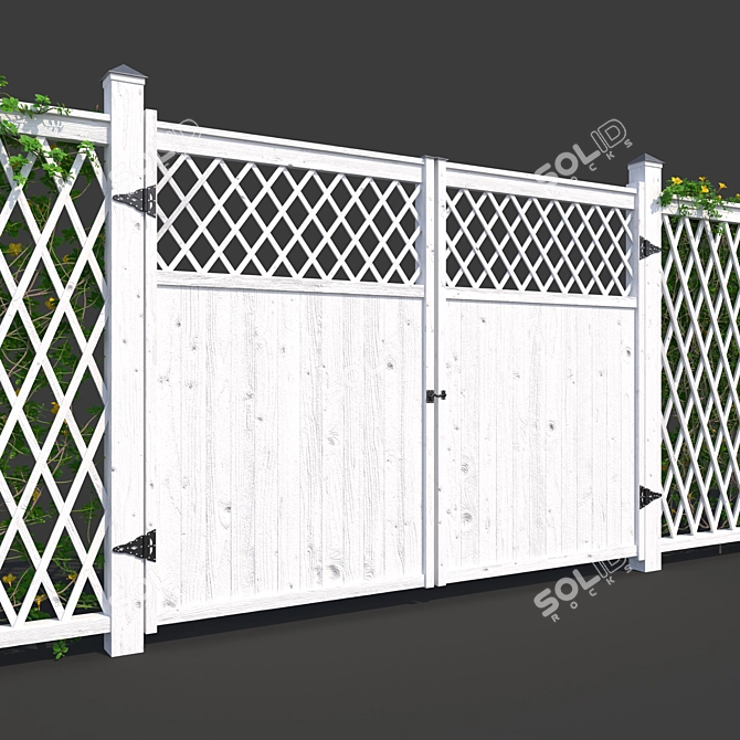 Mandeville Sandera Fence with Yellow Corona Flowers 3D model image 5