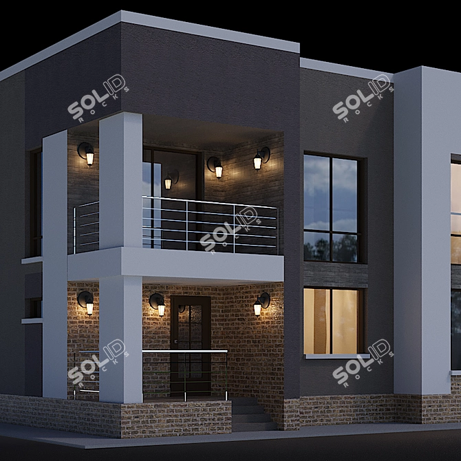 Modern Cottage Model for Residential Development 3D model image 4