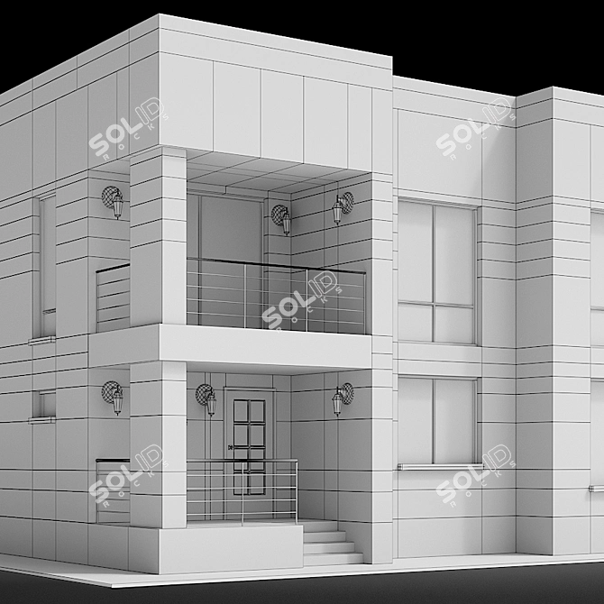 Modern Cottage Model for Residential Development 3D model image 5