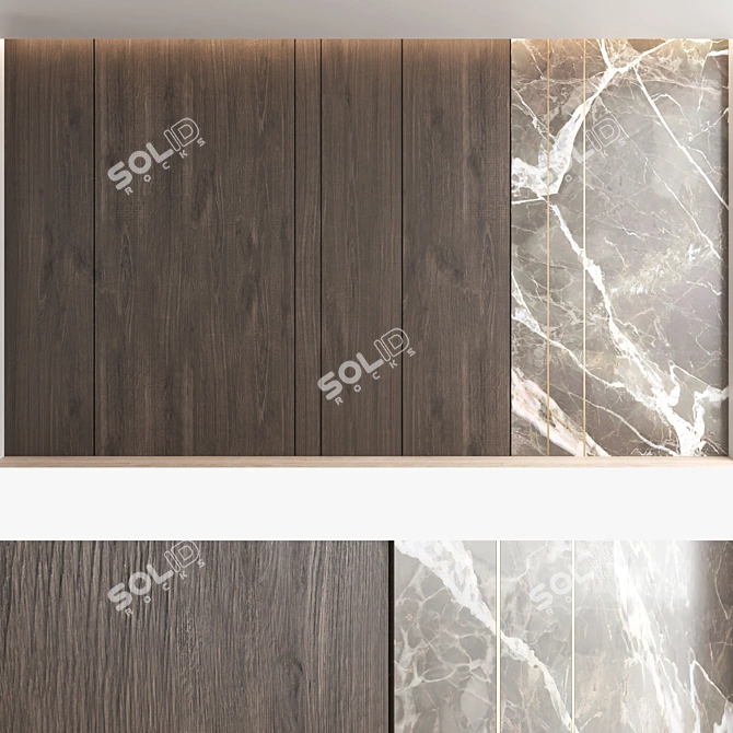 Decorative Wood and Marble Wall Panel Set 3D model image 5