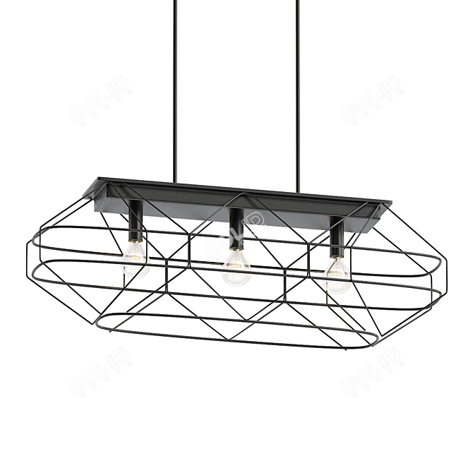 Industrial Black Hanging Lamp 3D model image 1