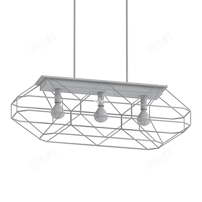 Industrial Black Hanging Lamp 3D model image 2