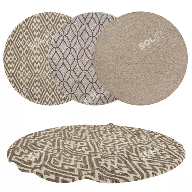 Versatile Round Rugs Set 3D model image 1