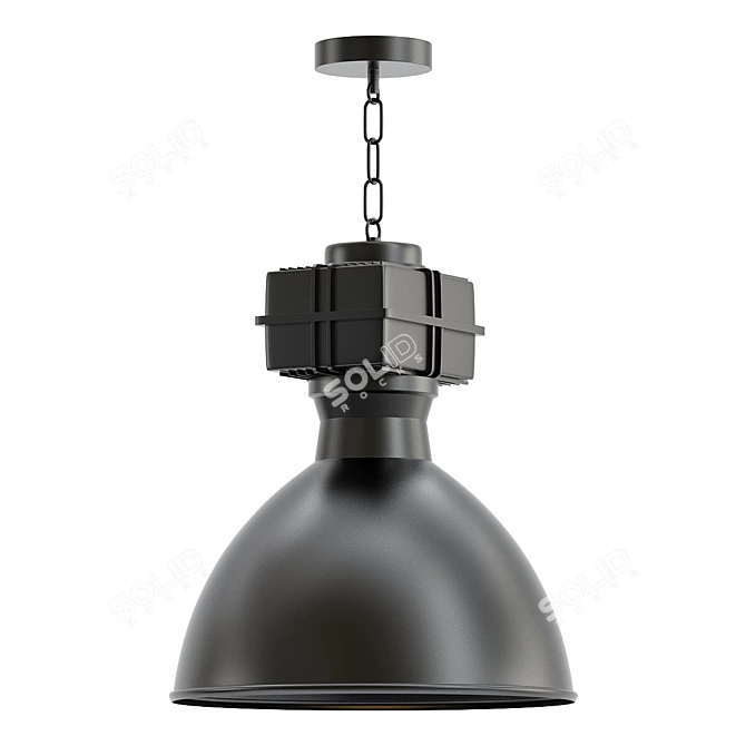 Industrial Matt Black Hanging Lamps 3D model image 1