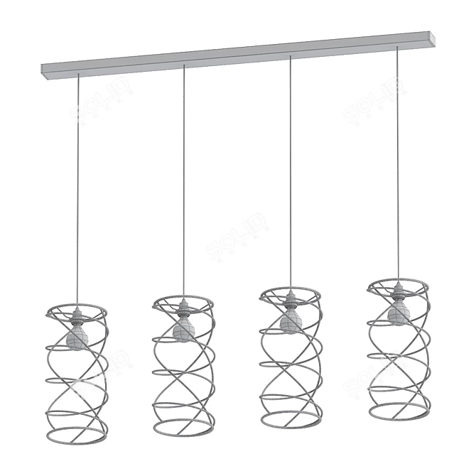 Spira Black 4-Light Hanging Lamp 3D model image 2