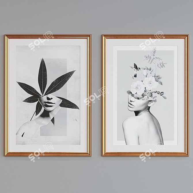 Modern Floral Collage Picture Frame Set 3D model image 2