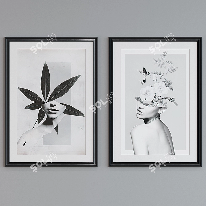 Modern Floral Collage Picture Frame Set 3D model image 4