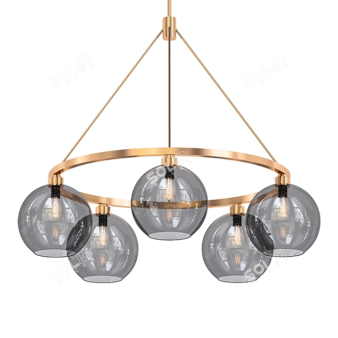 Elegant Solitaire Gray Chandelier 3D model image 1