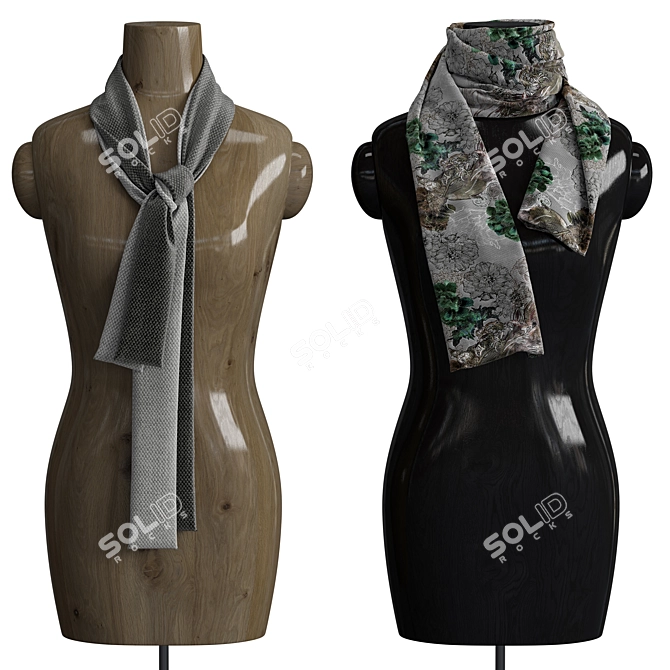 Elegant draped manikin with varying textures 3D model image 2