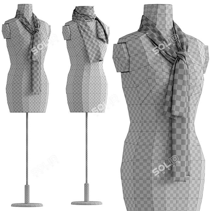 Elegant draped manikin with varying textures 3D model image 3