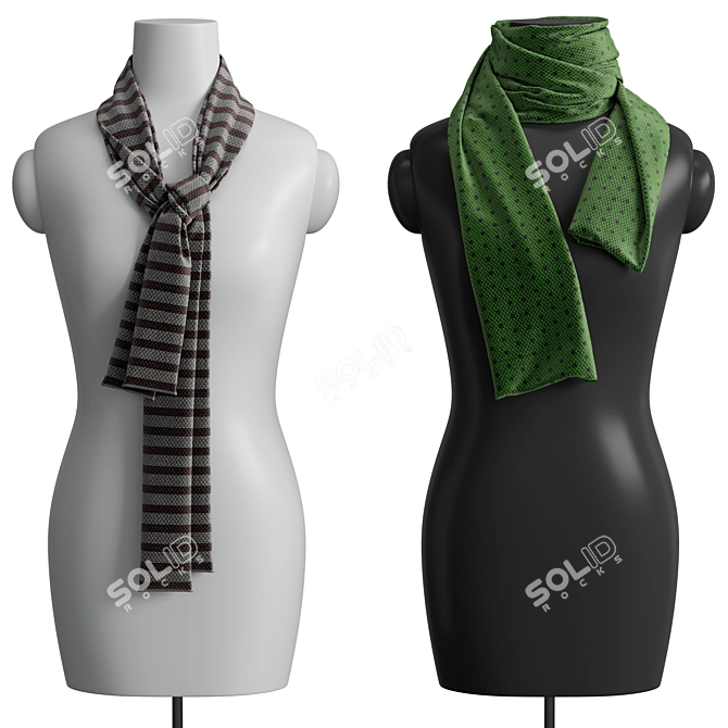 Elegant draped manikin with varying textures 3D model image 4