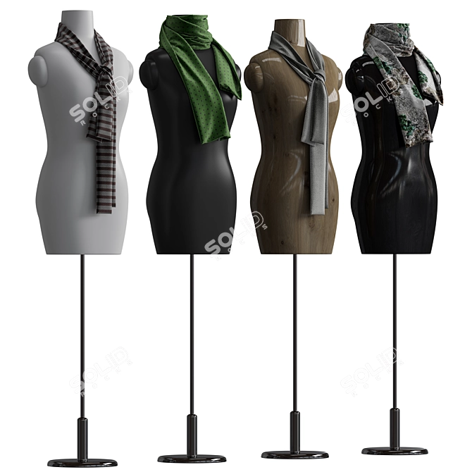 Elegant draped manikin with varying textures 3D model image 5