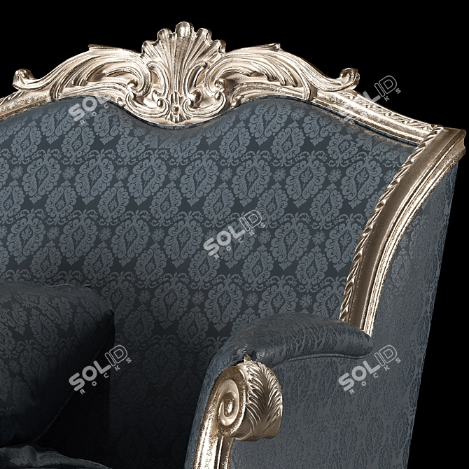 Elegant Rococo Armchair 3D model image 2