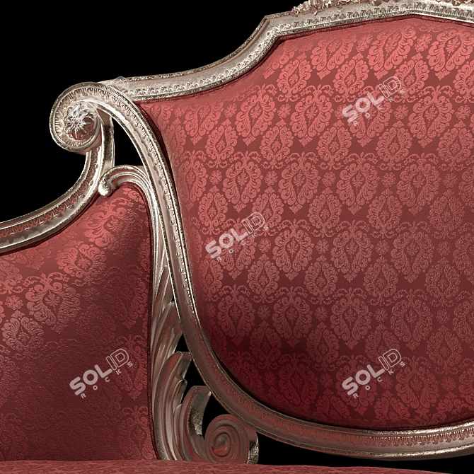 Elegant Rococo Armchair 3D model image 5