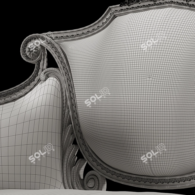 Elegant Rococo Armchair 3D model image 6