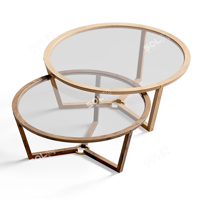 Kbh Coffee Table | Oak & Smoked Glass 3D model image 2