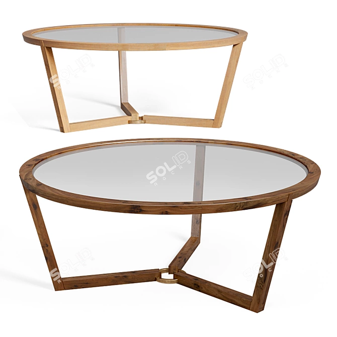 Kbh Coffee Table | Oak & Smoked Glass 3D model image 3