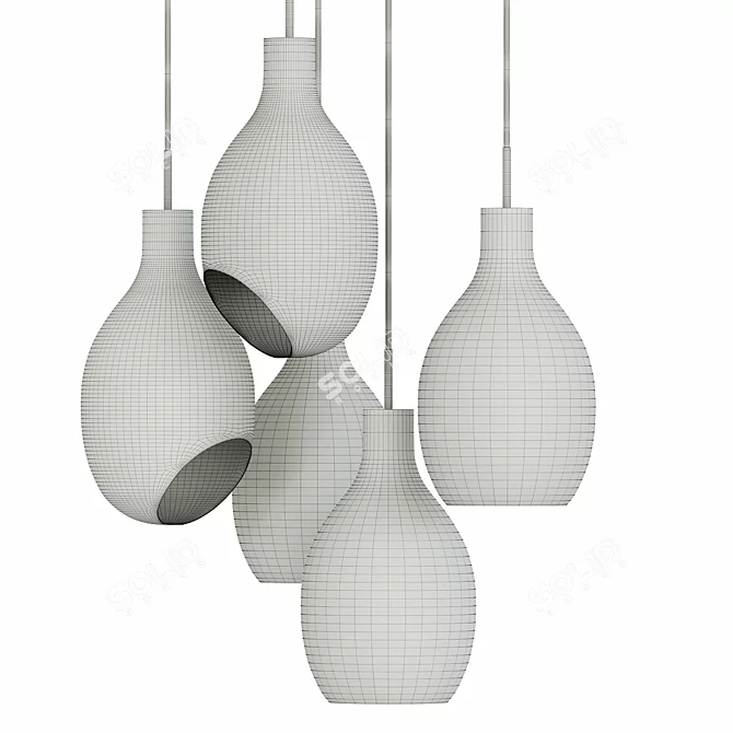 Elegant Glass Pendant Lamp 3D model image 2