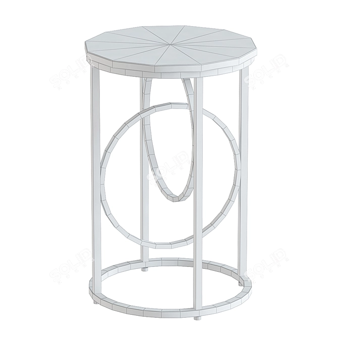 Elegant Black Marble Round End Table 3D model image 2