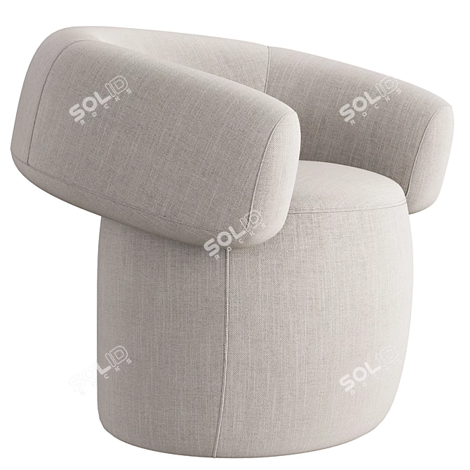 Ruff Swivel Small Armchair: Premium Comfort in Compact Design 3D model image 2