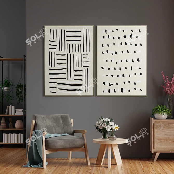 Modern Art Frame Set 3D model image 4