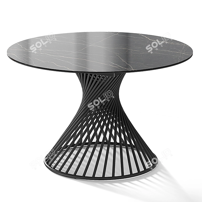 Modern Tornado Black Folding Table 3D model image 1