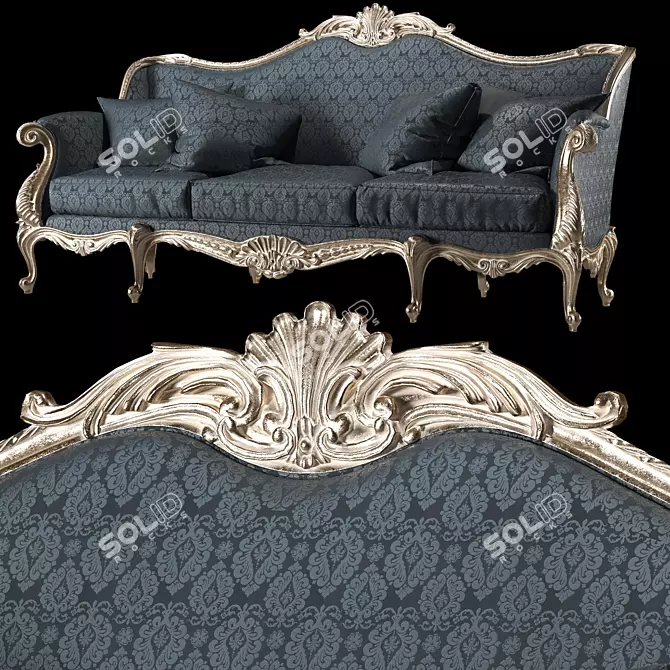 Elegant Rococo Sofa: Exquisite Comfort 3D model image 1
