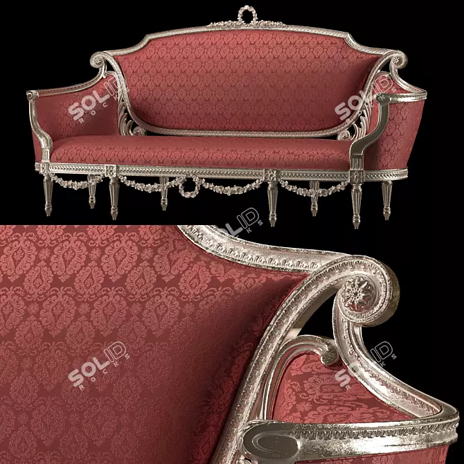 Elegant Rococo Sofa: Exquisite Comfort 3D model image 4