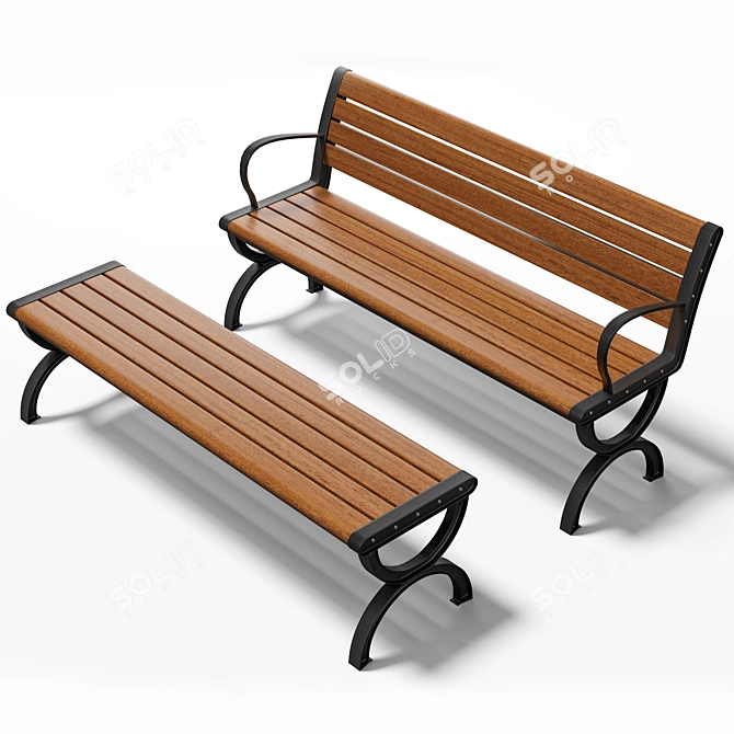 Sturdy Outdoor Bench: internet-inspired design 3D model image 3