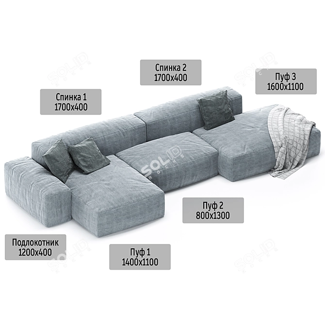 Convertible Modular Sofa: Boca Navi 3D model image 4